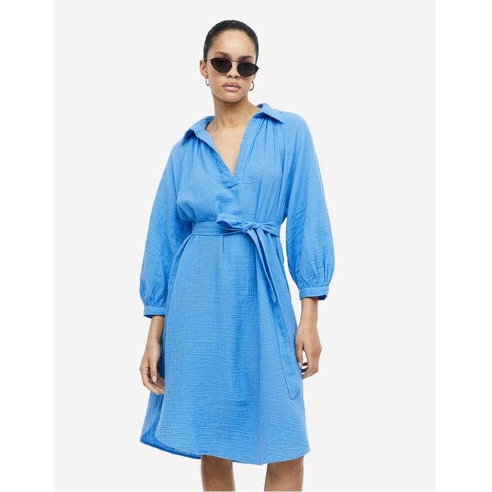 H&M Blue Cotton Gauze Dress